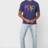 Marineblaue Poloshirts mit Rundhalsausschnitt und Logo für Herren von Ralph Lauren