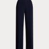 Marineblaue Ralph Lauren Cady-Hose mit weitem Bein für Damen