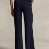 Marineblaue Ralph Lauren Cady-Hose mit weitem Bein für Damen