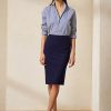 Marineblaue Ralph Lauren Cindy Stretch-Wollkreppröcke für Damen