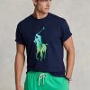 Marineblaue Ralph Lauren Classic Fit Big Pony Jersey T-Shirts für Herren