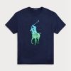 Marineblaue Ralph Lauren Classic Fit Big Pony Jersey T-Shirts für Herren
