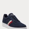 Marineblaue Ralph Lauren Court Wildleder-Sneakers mit niedrigem Schaft für Herren