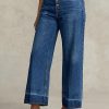 Marineblaue Ralph Lauren Cropped-Jeans mit weitem Bein für Damen