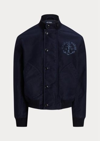 Marineblaue Ralph Lauren Deckjacken mit Grafik für Herren