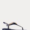Marineblaue Ralph Lauren Ellington Sandalen aus geprägtem Leder für Damen