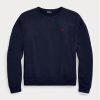 Marineblaue Ralph Lauren Fleece-Pullover mit Rundhalsausschnitt für Damen