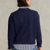 Marineblaue Ralph Lauren Fleece-Pullover mit Rundhalsausschnitt für Damen