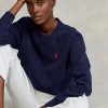 Marineblaue Ralph Lauren Fleece-Pullover-Sweatshirts für Damen