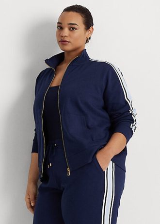 Marineblaue Ralph Lauren French Terry-Jacken mit durchgehendem Reißverschluss für Damen