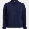 Marineblaue Ralph Lauren French Terry-Jacken mit durchgehendem Reißverschluss für Damen