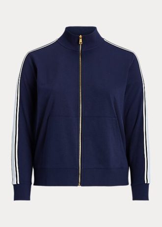 Marineblaue Ralph Lauren French Terry-Jacken mit durchgehendem Reißverschluss für Damen