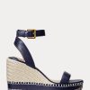Marineblaue Ralph Lauren Hilarie-Espadrilles aus Leder für Damen