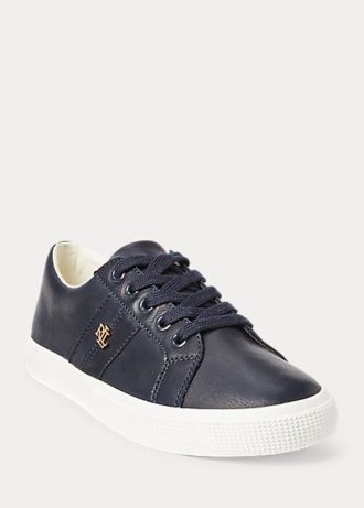 Marineblaue Ralph Lauren Janson II Sneakers aus Nappaleder für Damen
