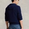 Marineblaue Ralph Lauren Kaschmir-Kapuzenpullover mit Pony-Zopfmuster für Damen