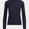 Marineblaue Ralph Lauren Kaschmirpullover mit Rundhalsausschnitt für Damen