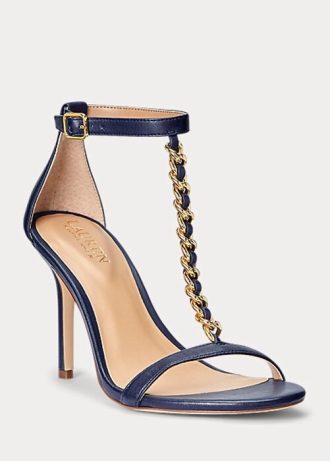 Marineblaue Ralph Lauren Kate Sandalen aus Nappaleder für Damen