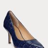 Marineblaue Ralph Lauren Lanette Pumps aus geprägtem Leder für Damen