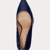 Marineblaue Ralph Lauren Lanette Pumps aus geprägtem Leder für Damen
