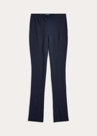 Marineblaue Ralph Lauren Leggings aus Stretch-Wollmischung-Twill für Damen