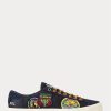 Marineblaue Ralph Lauren Nelson Twill-Sneaker mit Logo-Patch für Herren