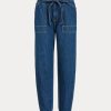 Marineblaue Ralph Lauren Paperbag-Joggingjeans für Damen