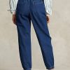 Marineblaue Ralph Lauren Paperbag-Joggingjeans für Damen