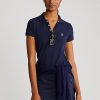 Marineblaue Ralph Lauren Performance-Poloshirts im Tailored Fit für Damen