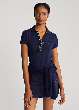 Marineblaue Ralph Lauren Performance-Poloshirts im Tailored Fit für Damen