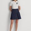 Marineblaue Ralph Lauren Plissee-Miniröcke aus Denim für Damen