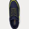 Marineblaue Ralph Lauren Reaghan Sneakers aus Leder und Wildleder für Damen