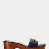 Marineblaue Ralph Lauren Roxanne Sandalen aus Nappaleder für Damen