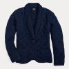 Marineblaue Ralph Lauren Steppjacken aus Indigo-Jersey für Damen