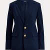 Marineblaue Ralph Lauren Stretch-Blazer mit zwei Knöpfen für Damen