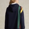 Marineblaue Ralph Lauren-Sweatshirts mit gestreiftem Fleece-Logo für Damen