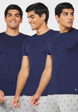 Marineblaue Ralph Lauren T-Shirts mit Rundhalsausschnitt im 3er-Pack für Herren