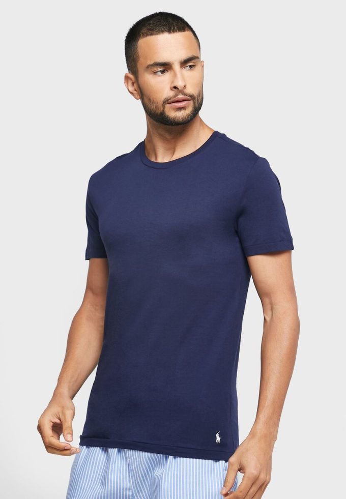 Marineblaue Ralph Lauren T-Shirts mit Rundhalsausschnitt im 3er-Pack für Herren