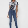 Marineblaue Ralph Lauren T-Shirts mit Rundhalsausschnitt und Streifen für Damen