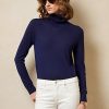 Marineblaue Rollkragenpullover aus Kaschmir von Ralph Lauren für Damen