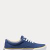 Marineblaue Sneakers aus Baumwollcanvas mit Ralph Lauren-Logo für Damen