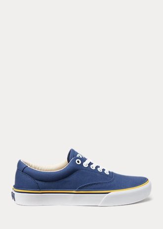 Marineblaue Sneakers aus Baumwollcanvas mit Ralph Lauren-Logo für Damen