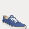 Marineblaue Sneakers aus Baumwollcanvas mit Ralph Lauren-Logo für Damen