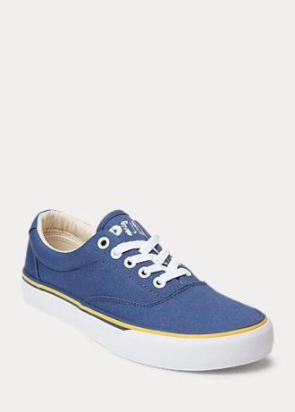 Marineblaue Sneakers aus Baumwollcanvas mit Ralph Lauren-Logo für Damen