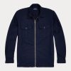 Marineblaue, stückgefärbte Oxford-Overshirt-Jacken von Ralph Lauren für Herren