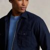 Marineblaue, stückgefärbte Oxford-Overshirt-Jacken von Ralph Lauren für Herren