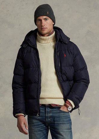 Marineblaue wasserabweisende Daunenjacken von Ralph Lauren für Herren
