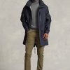 Marineblaue, wasserabweisende Marsh-Mäntel mit Kapuze von Ralph Lauren für Herren