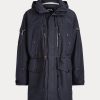 Marineblaue, wasserabweisende Marsh-Mäntel mit Kapuze von Ralph Lauren für Herren