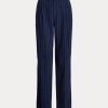 Marineblaue/weiße gerade Hose aus Nadelstreifen-Twill für Damen von Ralph Lauren