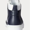 Marineblaue / weiße High-Top-Sneakers aus Leder von Ralph Lauren Court für Herren